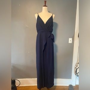 Navy Flowy Wrap Around Jumpsuit